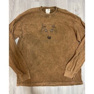 VTG MC Design Canada Logsleeve Sweatshirt Embroidered Wolves XL